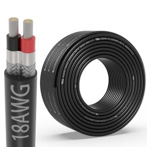 18 Gauge 2 Conductor Shielded Wire 50FT, UL2464 18 AWG 2 Shielded Cable Tinned Copper Stranded 18/2 CNC Wires for CNC VFD Spindle, Stepper Motor, 3D Printer, Sound, Speaker, Signal Transmission