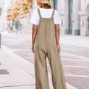 YESNO Women's Casual Corduroy Overalls Adjustable Straps Baggy Pants Wide Leg Jumpsuits with Pockets PC2 (Beige, M)