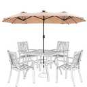 HERA'S PALACE 13 ft Patio Umbrella with 120 LED Solar Lights Double Sided Outdoor Umbrella for Patio 8 Colors Changing Table Umbrella Outdoor Patio for Garden Pool