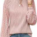 YZEGGO Womens Long Sleeve Textured Shirts Lace Tops Dressy Business Casual Blouses Trendy Outfits 2025
Size M