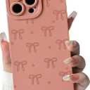 NITITOP Compatible for iPhone 16 Pro Max Case Cute Bow Knot - Dark Pink | Aesthetic, Stylish, Ribbon bow love heart pattern, Full-lens protection, For girls women, Soft TPU, Shockproof, Waterproof