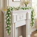 XunYee 2 Pcs 4.6ft Artificial Tulip Garland White Tulip Faux Flowers for Valentine's Easter Day Decoration, Spring Garland with Green Leaves Hanging Vines for Wall Home Wedding Indoor Outdoor Decor