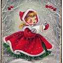 Funny Girl Who Loves Christmas Vintage Metal Tin Sign Wall Decor Poster Retro Aluminum Sign for Home Family Courtyard Coffee Bar Wall Decor Art 8x12 Inch