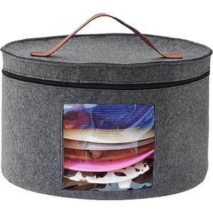 Memfish Hat Box-Hat Boxes for Women Storage Travel Large Round Hat Carrier Case Organizer with Lids Wide-Brim Cowboy Men Cowboys Caps Clothes Closet Storage Foldable (Grey)