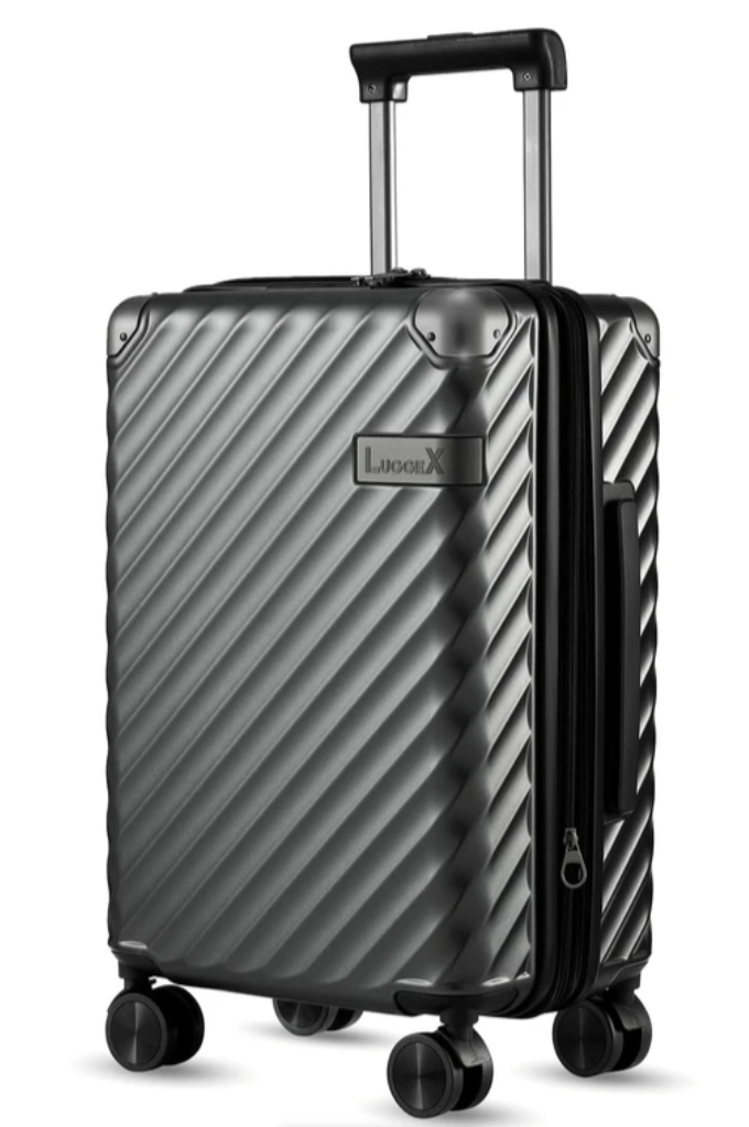LUGGEX Carry on Luggage Airline Approved, Polycarbonate Hard Shell Suitcase, Expandable Luggage with Charger Port (Black, 20 Inch, 30.7L)