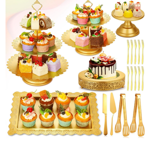 Cupcake Stand Set, Dessert Table Display Set Gold Metal Cake Stands with Tiered Tray Stands Cake Platter Cake Knife and Server Set for Party, Candy Table Display Set for Wedding Birthday Baby Shower Cupcake Stand Set, Dessert Table Display Set Gold Metal Cake Stands with Tiered Tray Stands Cake Platter Cake Knife and Server Set for Party, Candy Table Display Set for Wedding Birthday Baby Shower