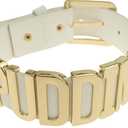 Coolcoco Adjustable White Belt Letter Gold Puddin Choker Necklace Collar for Cosplay (About 1.2 Inch Width)