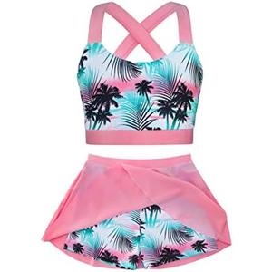 Cutemile Little Girls Two Piece Tankini Swimsuit Summer Boyshort Bathing Suit Beach Rash Guard Swimwear 7T
