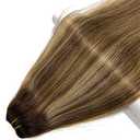 Ombre Chocolate Brown Balayage Honey Blonde Highlights Weft Hair Extensions Human Hair Sew in Wefts Extensions Real Human Hair12 Inch 80G Hand Tied Weft Extensions Remy Human Hair Weave Bundles