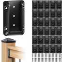 30 Pcs Deck Railing Bracket Connectors for 2"4 (Actually 1.5x3.5) Wood Post to Handrail Connection, Railing Connectors with 210 Pcs Galvanized Black Screws for Wooden Stair Fence Railings