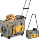 Pawinner Pet Carrier with Wheels, 17.7" x 13" x 13" Airline Approved Cat Carrier, Newly Designed Rolling Travel Bag with Telescopic Handle, for Small Dogs and All-Breed Cats