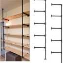 Industrial Wall Mount Iron Pipe Shelf Shelves Shelving Bracket Black Vintage Retro Ceiling Hung Shelf DIY Open Bookshelf Storage for offcie Room Kitchen (2PcsX5Tier,68" Tall,10" deep,Hardware Only)