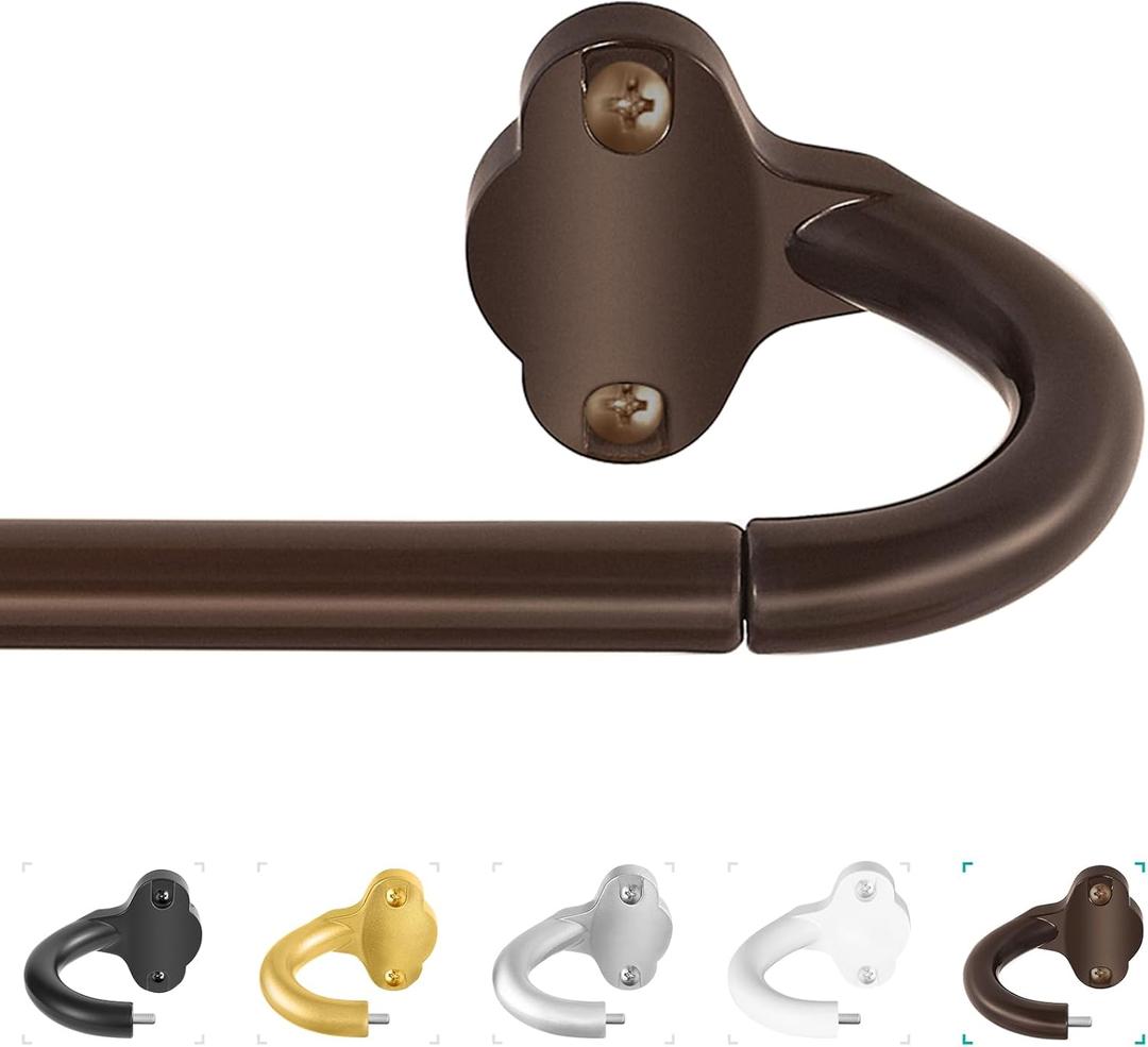 Bronze Wrap Around Curtain Rods:5/8 Inch Blackout Adjustable Window Curtain Rod for Bedroom Kitchen Apartment Renter Friendly,Room Darkening Curved Drapery Rods Easy Install,Antique Brown 48-90"