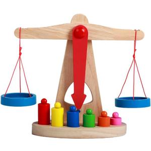 ibasenice Educational Toy Balance Scale for Kids Wooden Montessori Scale for Classroom Learning and Preschool Measurement 8.7 X 3.7 X 6.7 Inches