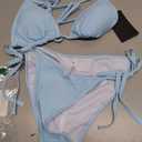 Women Two Piece Swimsuit Sexy Swimwear Halter String Triangle Bikini Sets Lightblue, Small