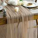 Artoid Mode Coffee Gauze Table Runner 120 Inch 10FT, Seasonal Sheer Kitchen Dining Holiday Wedding Birthday Baby Shower Table Decor for Home Party (59" x 120")
