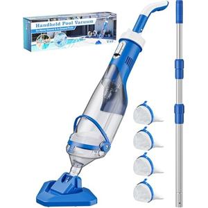 Teguy Cordless Pool Vacuum with Telescopic Pole, 18.5 GPM Powerful Suction, 1.5H Supercharge Technology, Handheld Rechargeable Pool Vacuum Cleaner for Above Ground/Inground Pools, Hot Tubs, Spas