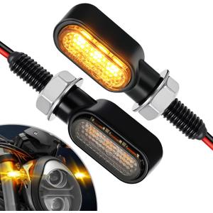 Benlari 2Pcs Motorcycle Mini Led Turn Signals with Running Lights, Front & Rear Turn Signal Brake Light 12V Fit for Harley Honda Suziki Yamaha Kawasaki (Smoke)