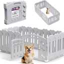 Dog Playpen, Puppy Playpen for Small Dogs, Indoor Dog Play Pen with Door & Lockable Gate, Foldable Portable Pet Fence, 61" x 61" x 24", Easy to Assemble (24"H, light gray)