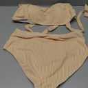 Herseas Women's Tie Shoulder Bikini Sets 2 Piece Striped Swimsuits High Waisted Bathing Suits (Large)