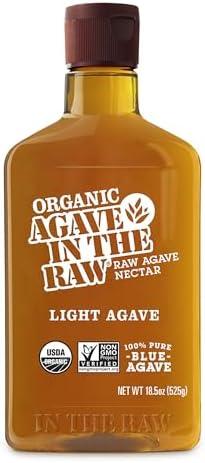 Organic Agave In The Raw Light Agave Nectar, 18.5 oz., Made With Organic Blue Agave From Mexico, USDA Organic, Non-GMO Project Verified, Kosher Vegan and Low Glycemic Index