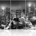 Canvas Print Wall Art Painting for Home Decor Black and White Charlotte Skyline Night Buildings Cityscape Coastline Paintings Artwork the Picture City Photo Prints On Canvas - 40‘’x20‘’x3 panels