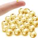 OHINGLT 18K Gold Plated 925 Sterling Silver Beads for Jewelry Making,Smooth Round Ball Spacer Beads for Ring, Necklace, Bracelet Making (Made in Italy, 6mm) (20Pcs 6mm(0.24in))