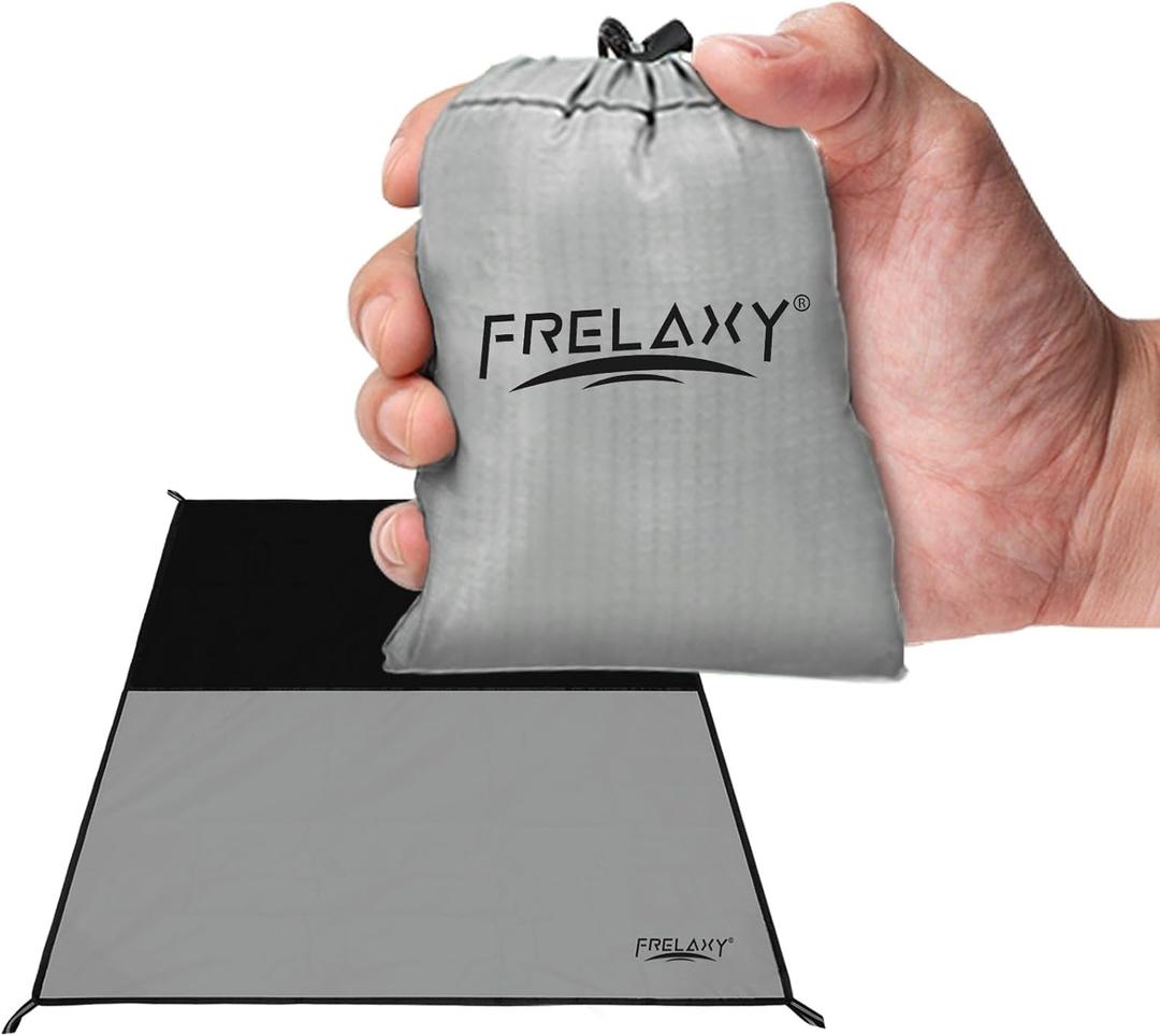 Frelaxy Pocket Picnic Blanket, Waterproof Beach Blanket, Compact Camping Blanket, Lightweight Outdoor Blanket for Beach Festival Camp Picnic Hiking Travel, 35'' x 57'', Grey