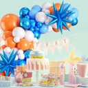 Orange and Blue Balloon Garland Arch kit,Orange Blue White Balloons With Star Foil Balloons for Birthday Decoration Wedding Baby Shower Engagement DIY Decoration Party Supplies