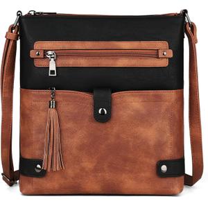 FADEON Crossbody Purses for Women Crossbody Bag, Designer Multi Pockets Shoulder Travel Purses with Tassel