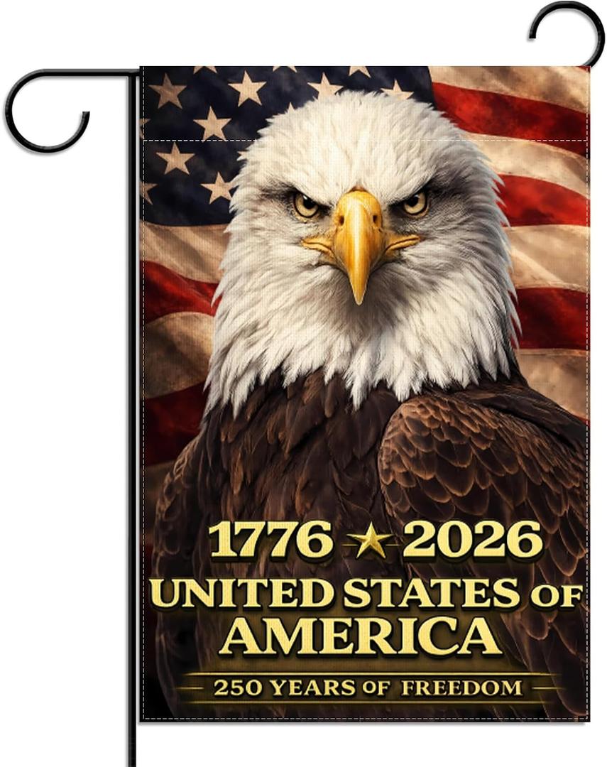 2 x 250 Anniversary USA Garden Flag Double Sided 4th of July Fourth of July Patriotic Party Decorations and Supplies for Home 12.5" X 18"