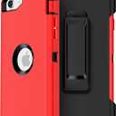 MXX Case Designed for iPhone SE Case 2020 /SE 2022 Heavy Duty Protective Case with Screen Protector [3 Layers] Rugged Rubber Protection Cover & Rotating 360 Degree Belt Clip SE 3rd/2nd Gen (Red/Black)