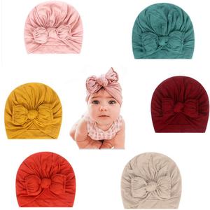 6 Pcs Soft Cotton Baby Hats Caps Cute Sweet Cozy Turban Bun Knot Infant Beanies Candy Shape for Toddler Girls
