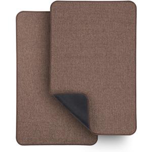 Bath Mat,Ultra Thin Bathroom Rugs,Rubber Bath Mats for Bathroom,No Slip Bath Rugs,Quick Dry,Machine Washable,Low Pile,Absorbent,Shower Outside,Sink,Home Decor Accessories.Brown,1'5"x2'3"(2 Pack)