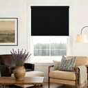 100% Blackout Roller Shades Cordless Blinds for Windows, Free-Stop Blind with Linen Valance Thermal Insulated UV Protection Privacy Pull Up Window Shades for Bedroom Living Room Black 36" W x 72" H