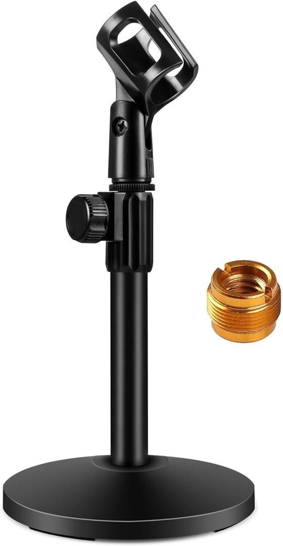 InnoGear Desktop Microphone Stand, 2 Pack Upgraded Adjustable Table Mic Stand with Mic Clip and 5/8" Male to 3/8" Female Screw for Blue Yeti Snowball Spark & Other Microphone