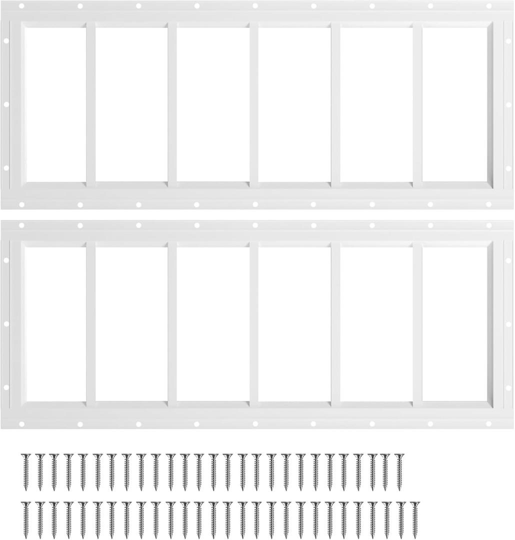 NeatiEase 2 Pack Shed Windows 10"x35", Transom Window Fixed Design with Tempered Glass for Playhouses, Sheds, Garage and Chicken Coops (White)