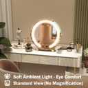 ROLOVE Aesthetic Gold Vanity Mirror with Soft Lights, 12 Inch Standard 1X View, 3-Color Dimmable Tabletop Mirror for Bedroom Decor, 360 Rotation Ambient Light up Mirror
