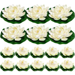 16Pcs Artificial Floating Pool Flowers, 7in & 4in Fake Water Lily Pads Flowers, Lotus Flower Floating Pool Decorations