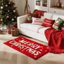 TYUU Christmas Bathroom Rugs, Extra Soft Absorbent Bath Rug Non Slip Washable Bathroom Mat Holiday Xmas Home Decor Indoor Bath Mat, Merry Christmas, 20"x30"