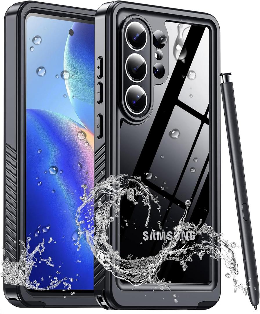 Lanteso Designed for Waterproof Samsung Galaxy S26 Ultra Case, Built-in Camera & Screen Protector [IP68 Waterproof] [Military Drop Proof] Protective Phone Cover for Galaxy S26 Ultra, Black/Clear
