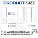 AmazingSpark 60 x 40 Foldable Whiteboard Dry Erase Board Large Tri Folding Whiteboard Magnetic Dry Erase Board, Wall Aluminium Frame and Flip Out Pen Tray for Office, Home