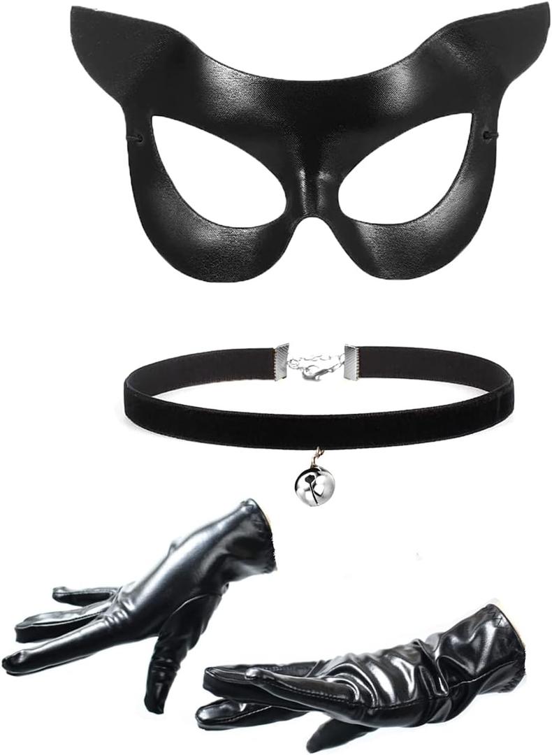 Soocat Women's Cat Half Face Mask Halloween Cat Costume Role Playing Accessories