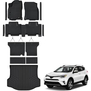 AUXKO All Weather Floor Mats Cargo Mat Door Sill for Toyota Rav4 2013-2018