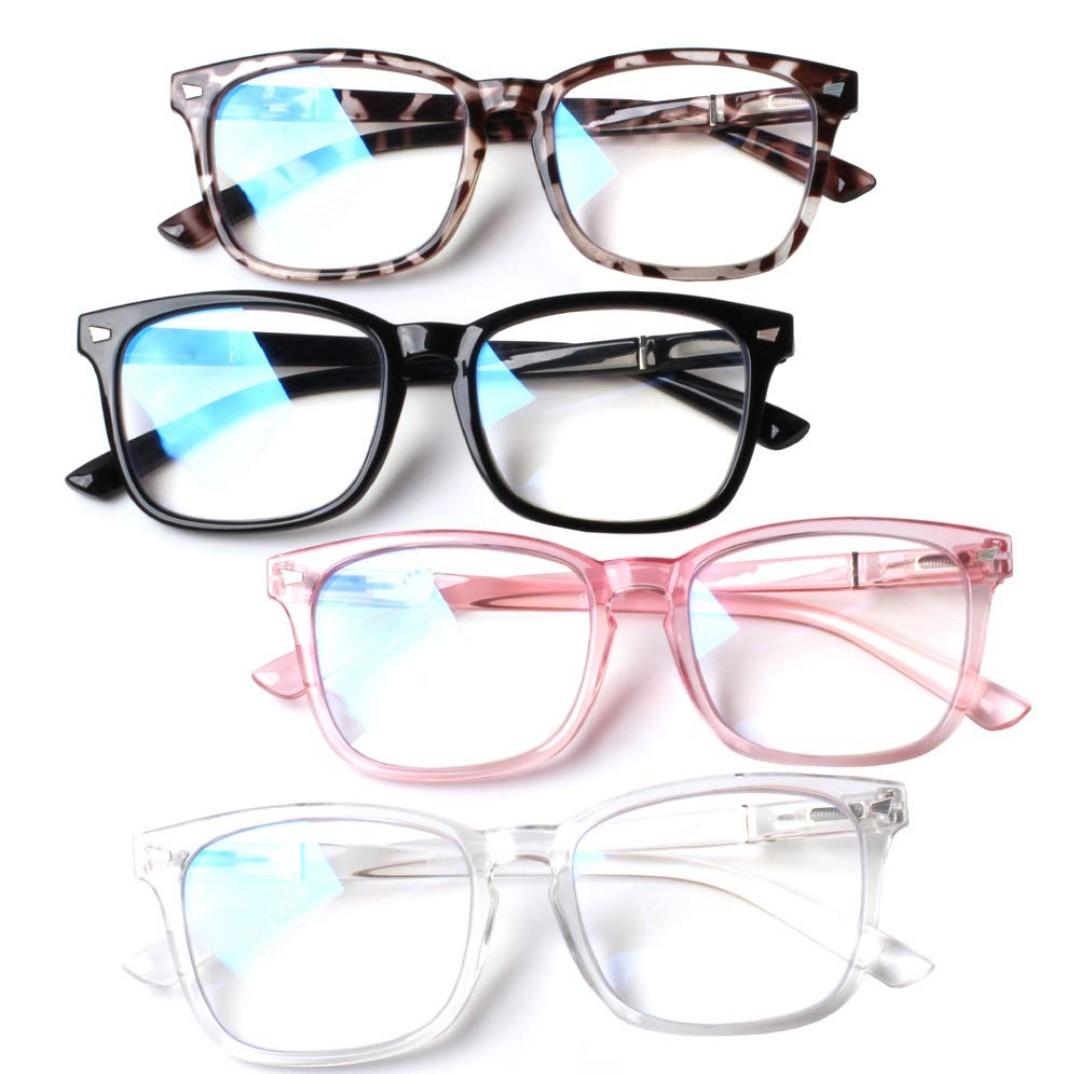 4-Pack Blue Light Blocking Reading Glasses Women Men,Spring Hinge Computer Readers,Anti UV Ray Square Nerd Eyeglasses (Mixed Color, 2.50, Diopters)