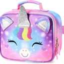 2 x mibasies Kids Lunch Box for Girls Toddler, Insulated and Reusable Lunch Bag for School, Unicorn (2.5L)