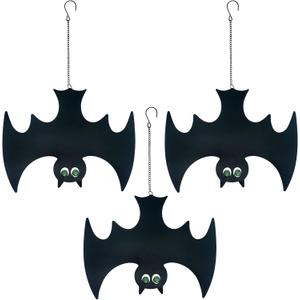 Outdoor Metal Bats, Halloween Decoration, Glow-in-The-Dark Hanging Bats, Silhouette Pendant Outdoors, Halloween Decorative Animals, Set of 3