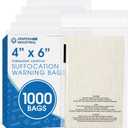 Spartan Industrial - 4 X 6 (1000 Count) Self Seal Clear Poly Bags with Suffocation Warning for Retail Packaging, Shipping - Permanent Adhesive