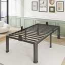 18 Inch Twin Size Metal Bed Frame with Round Corner Legs,Headboard Holes,Heavy Duty Steel Slat Support Platform Twin Single Bed,Mattress Retainer,No Box Spring Needed,Easy Assembly,Squeak Resistant