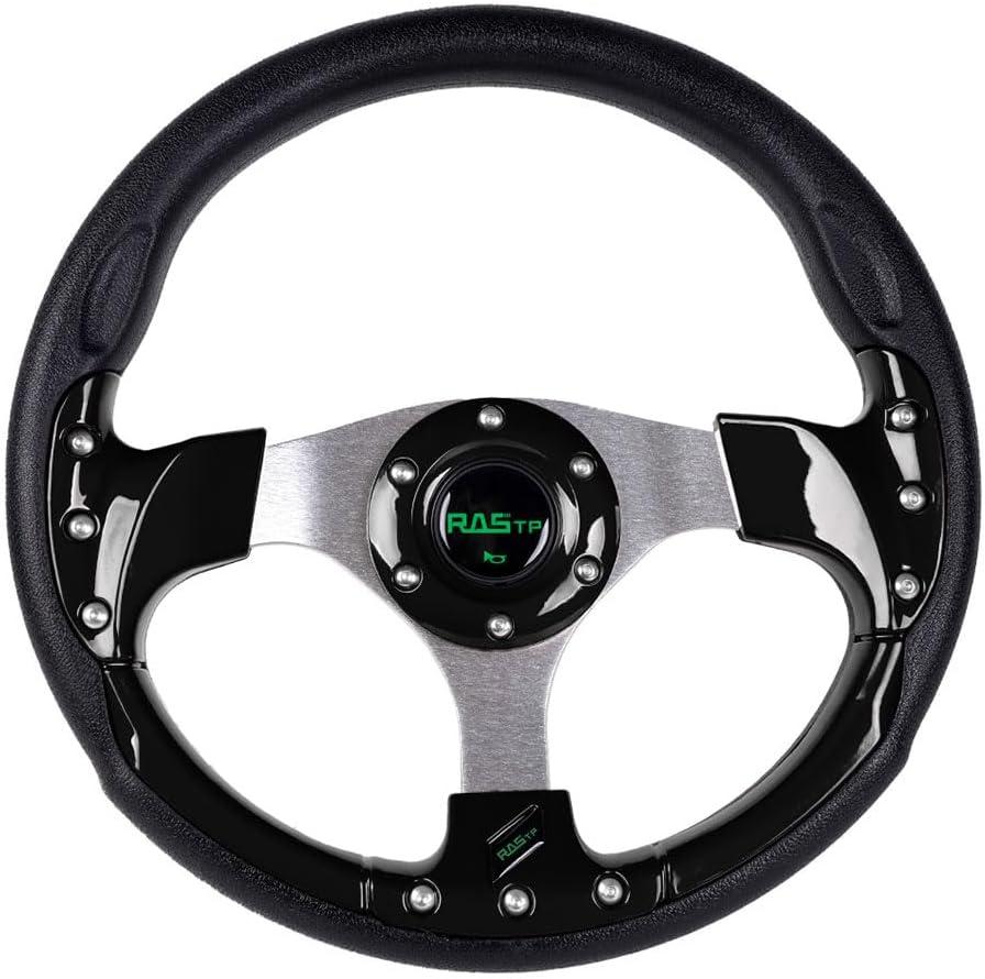 RASTP Golf Cart Steering Wheel 12.6/320mm for Club Car DS and Club Car Precedent EZGO Yamaha Golf Carts,Black